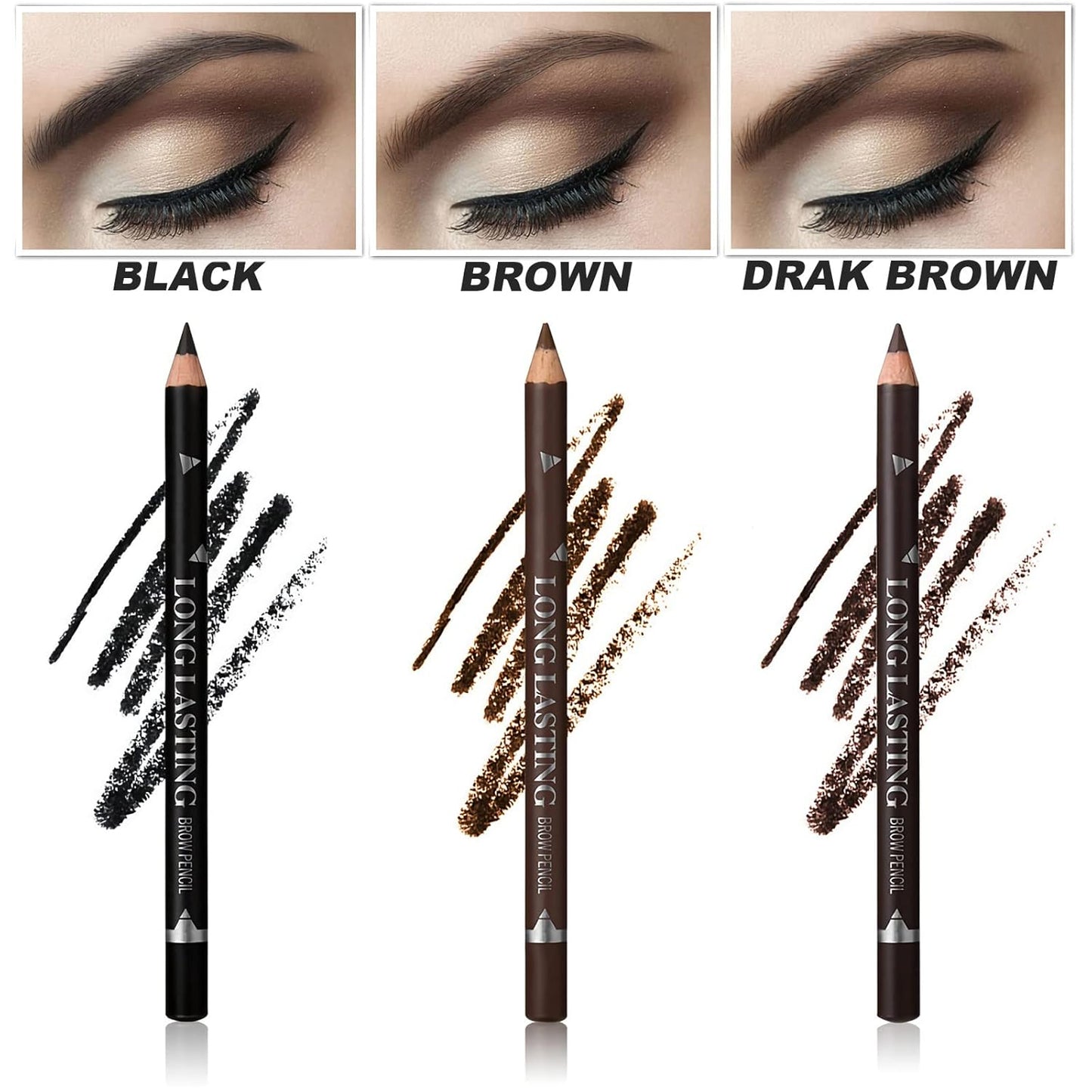 12 Pcs Black Eyebrow Pencil Eyeliner Set, Waterproof Eye Brow Pencil, Easy to Color, Long Lasting Eye Liner Gel Pen, Women Professional Eye-Makeup Pencil