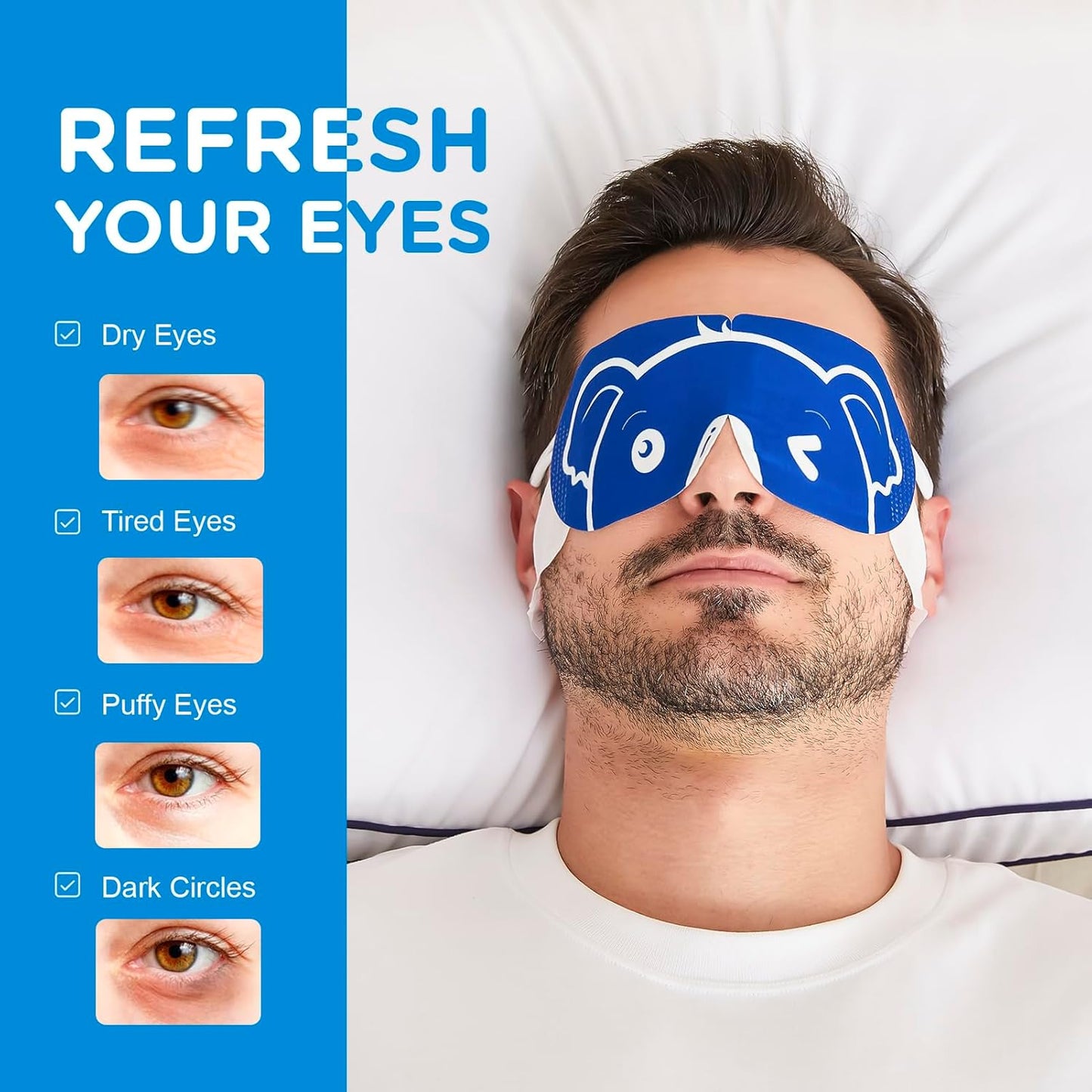 20 Packs Men's Steam Eye Mask for Dry Eyes, Spa Warm Eye Mask, Heated Sleep Mask for Dark Circles, Puffy Eyes, Plane Travel Essentials, Sleep gift set for Men|Teacher|Dad|Boyfriend|Family(Unscented)