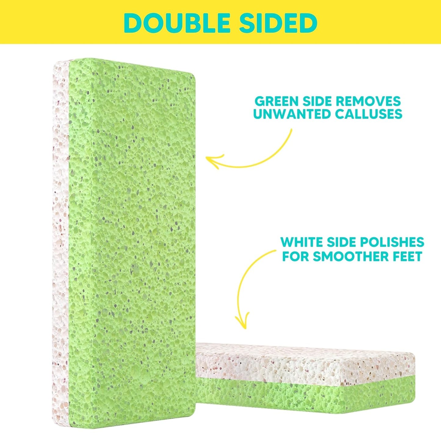 Onyx Professional 2 in 1 Pumice Stone, 100% Siliglass Callus Remover for Feet, Elbows, Knees, Dead Skin, Heels, Hands, Foot File Scrubber Exfoliator Removes Hard, Rough, Dry Skin (2 Pack)