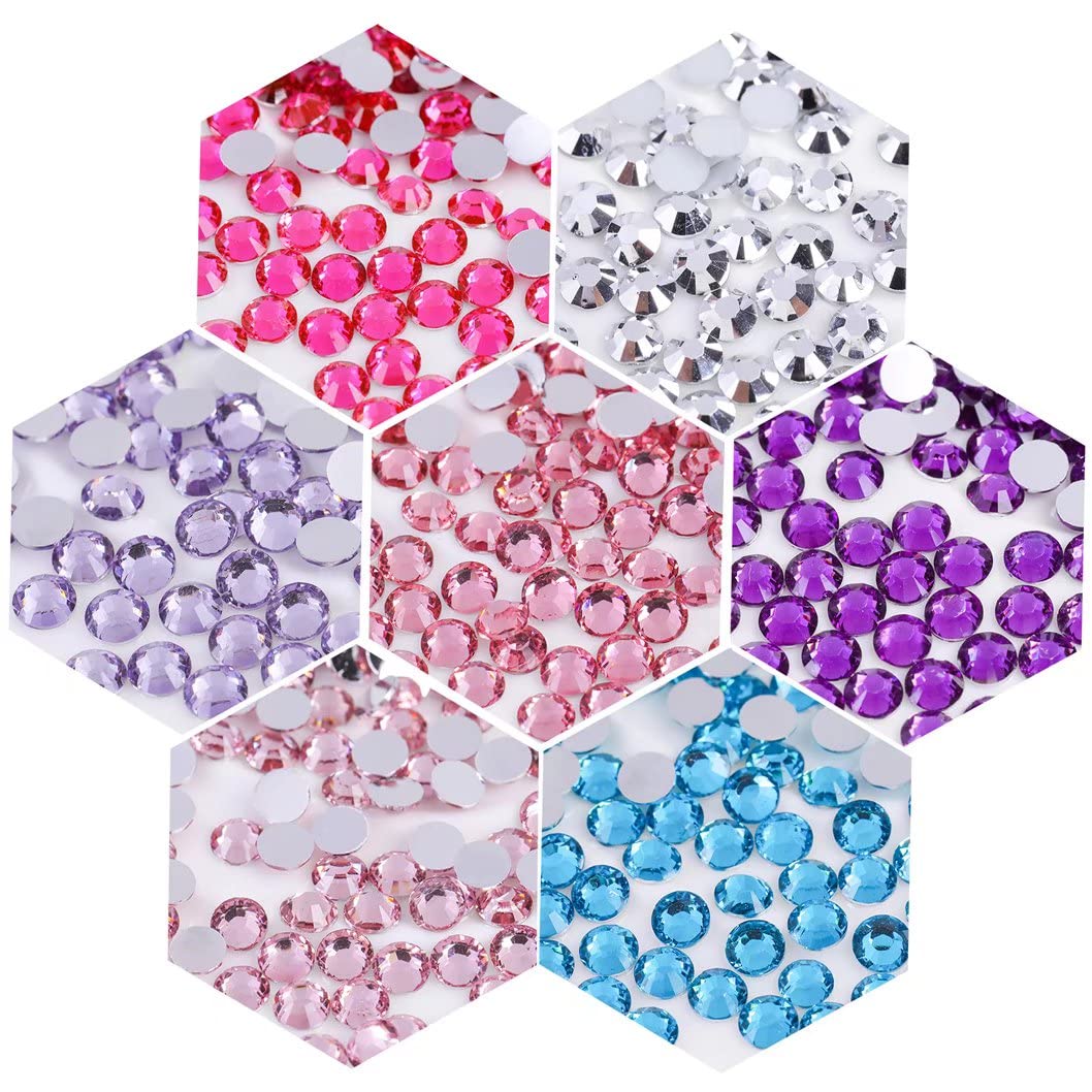 1500 Pieces SS16 4mm Flatback Rhinestones Clear Glass Round Gems Crystals for Nail Art DIY Crafts Clothes Shoes Bags （Dark Purple）