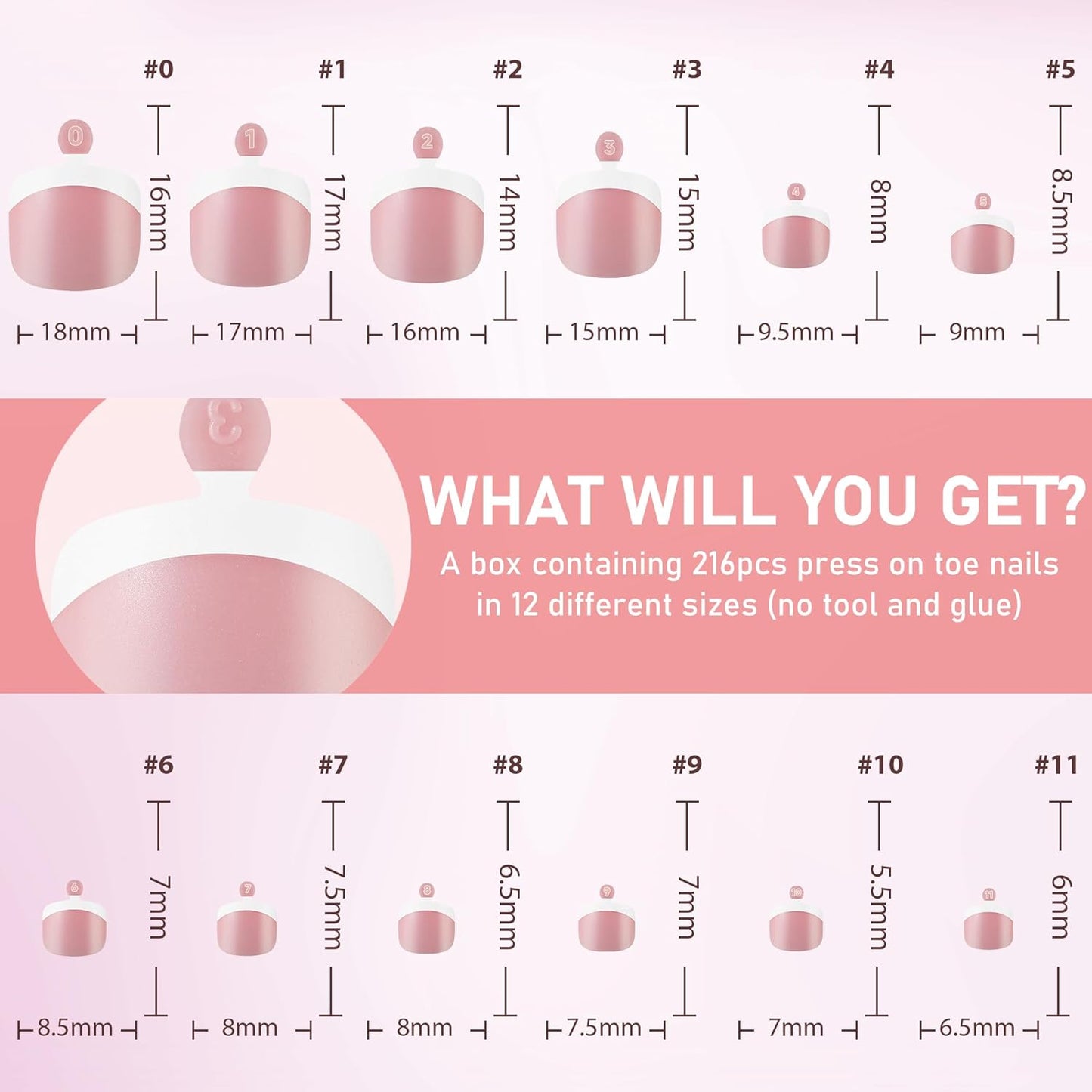 UNA GELLA French Toe Nail Press Ons 312pcs Peach Pink Full Cover Toe Nail Tips Press On Nails Soft Gel Fake Toe Nails Tips Gel Toe Nail Tips Fake Acrylic Toenails for Nail Extensions 12 Sizes