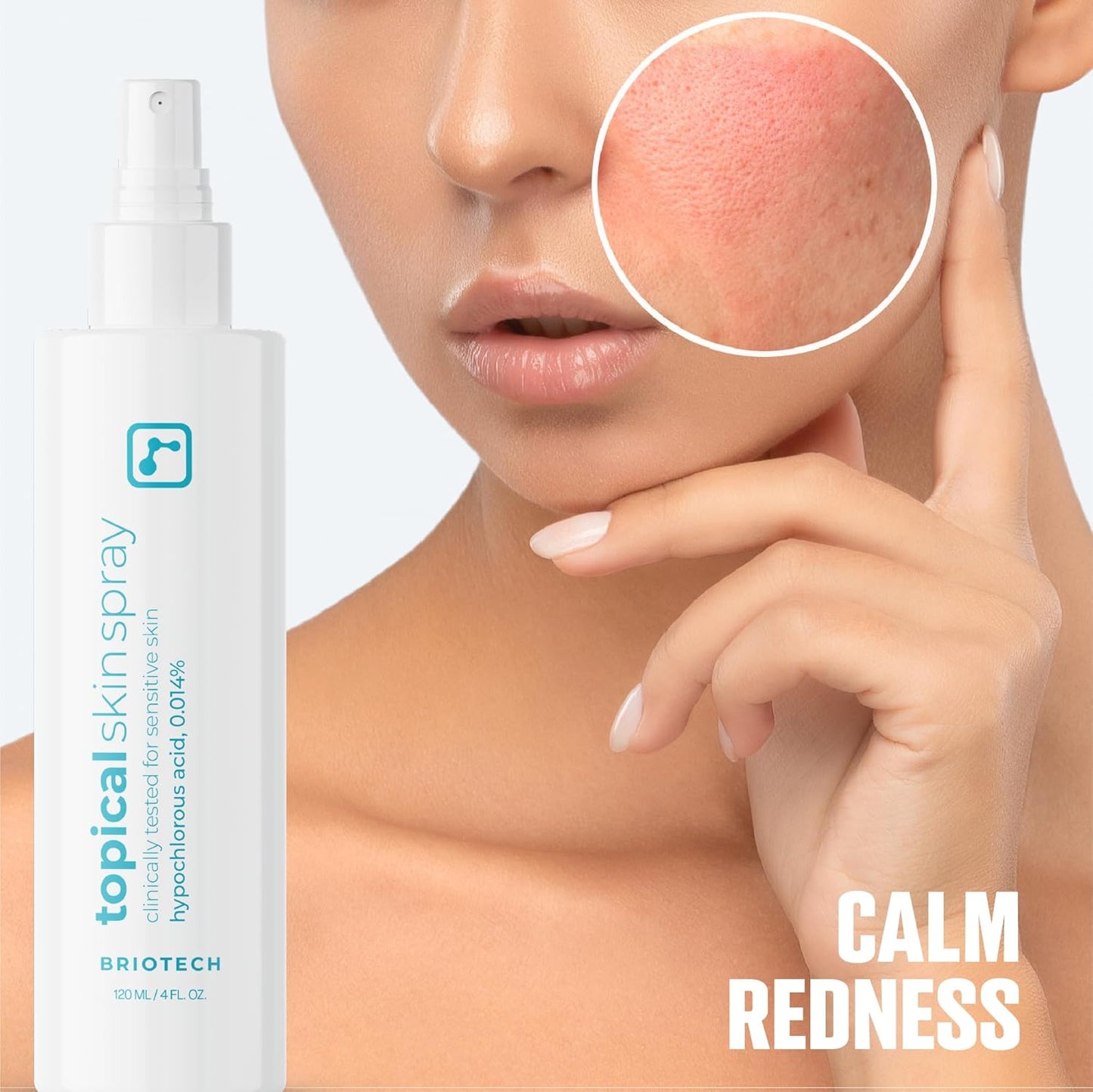 BRIOTECH Topical Skin Spray, Hypochlorous Acid Spray for Sensitive Skin, HOCl Facial Mist, Full Body Support Against Irritation, Calm Redness, Soothe Foot & Scalp, 2 oz Travel Size (2 Pack)