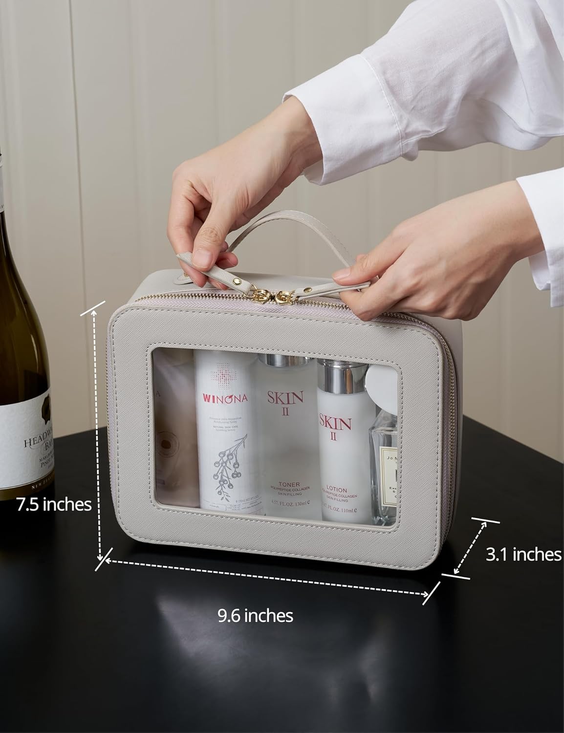 Popvibe Clear Makeup Bag Travel Cosmetic Case Transparent Toiletry Bag with Zipper, Portable Make Up Organizer Traveling Compact Car Bag for Essentials