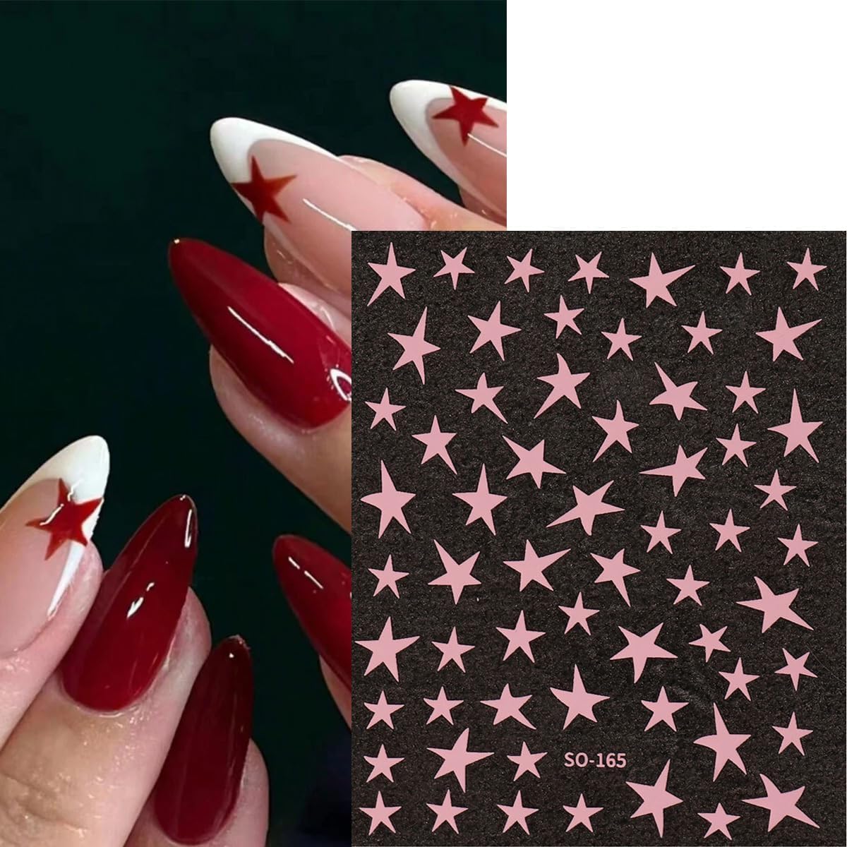 14 Sheets Star Nail Stickers 3D Glitter Nail Decals Gold White Blue Pink Silver Black Stars Nail Art Stickers Geometry Star Nail Sticker Nail Art for Women DIY Manicure Decorations