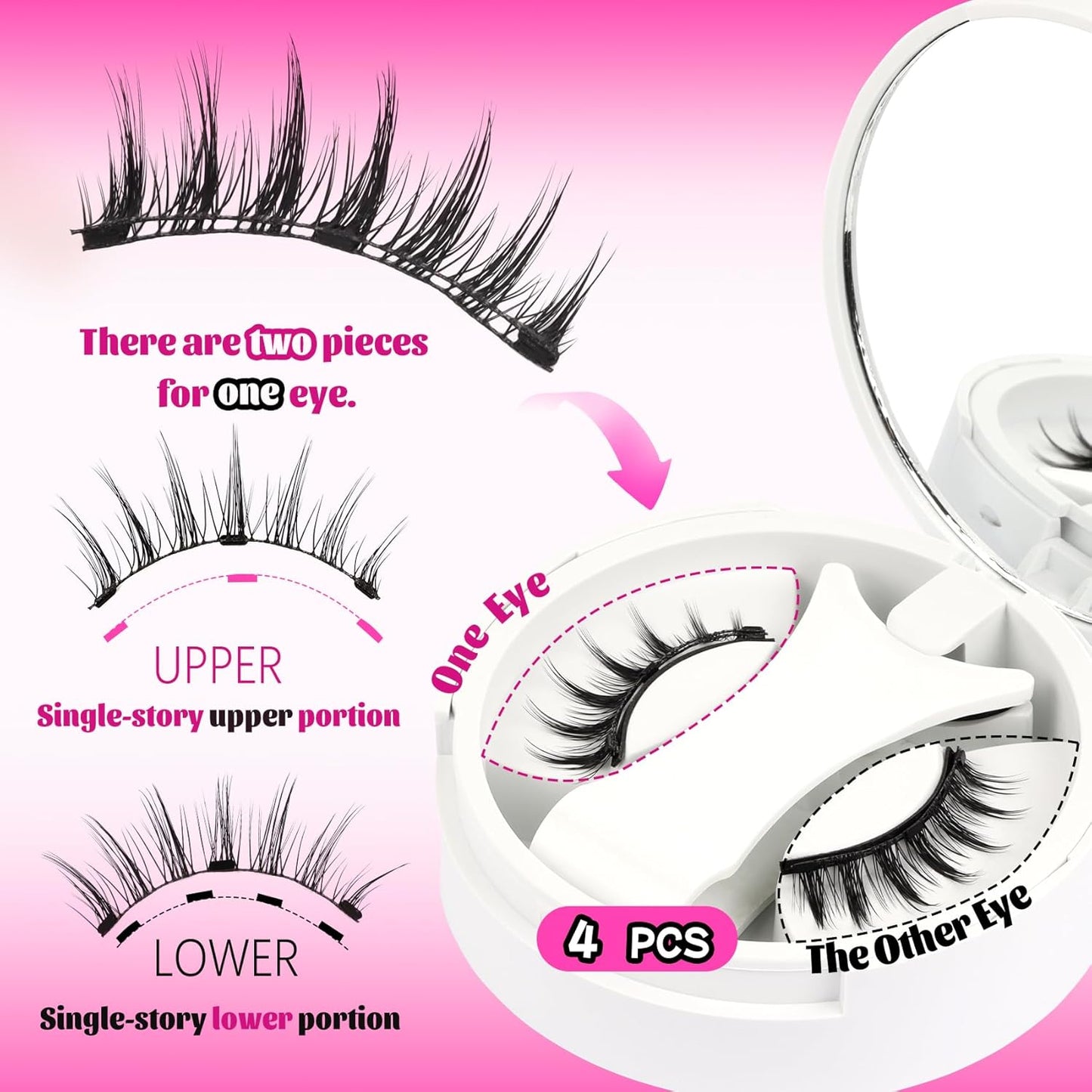 Veleasha Magnetic Eyelashes Manga Lashes Spiky Lash Magnetic Lashes with Applicator Natural Look Reusable No Glue Easy to Apply & Remove Soft False Eyelashes Lash Wispy (Chic)