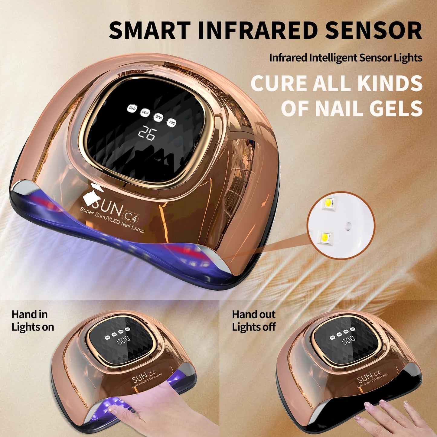 UV Light for Nails,288W UV Nail Dryer LED Light for Gel Polish-4 Timers Professional Nail Art Accessories,Curing Gel Toe Nails