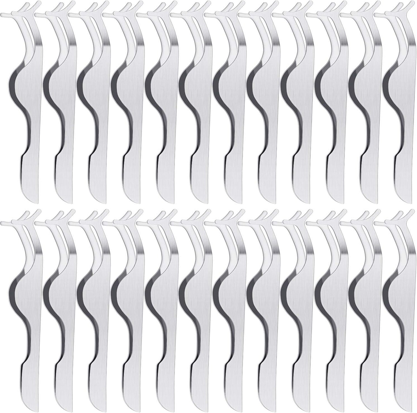 24 Pieces False Eyelashes Applicator Tool Stainless Steel Eyelash Extension Tweezers Remover Clip Tweezers Nipper Eyelash Auxiliary Clip for Women Makeup Application and Removal