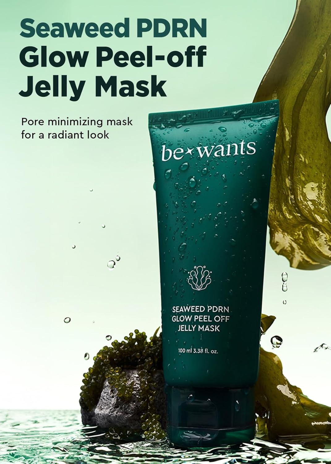 Bewants Seaweed PDRN Peel-Off Wrapping Jelly Mask 3.38 fl oz | Exfoliating Facial Mask with AHA BHA & Niacinamide | Pore Minimizing | Smoother Skin Texture | 1 Pack