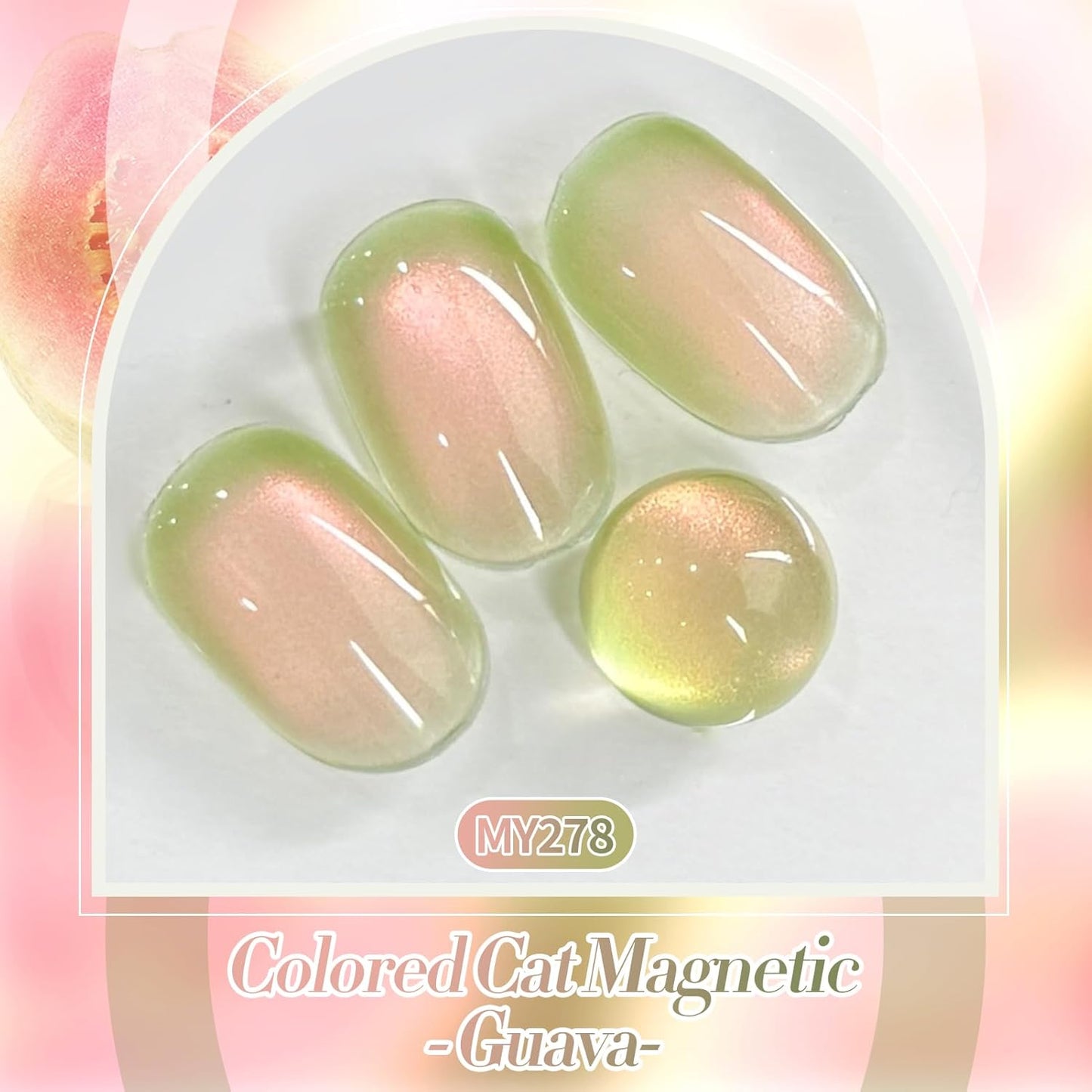 BORN PRETTY Cat Magnetic Eye Gel Nail Polish,Sweet Guava Green Pink Magnetic Gel Polish Manicure Nail Art DIY 15ml