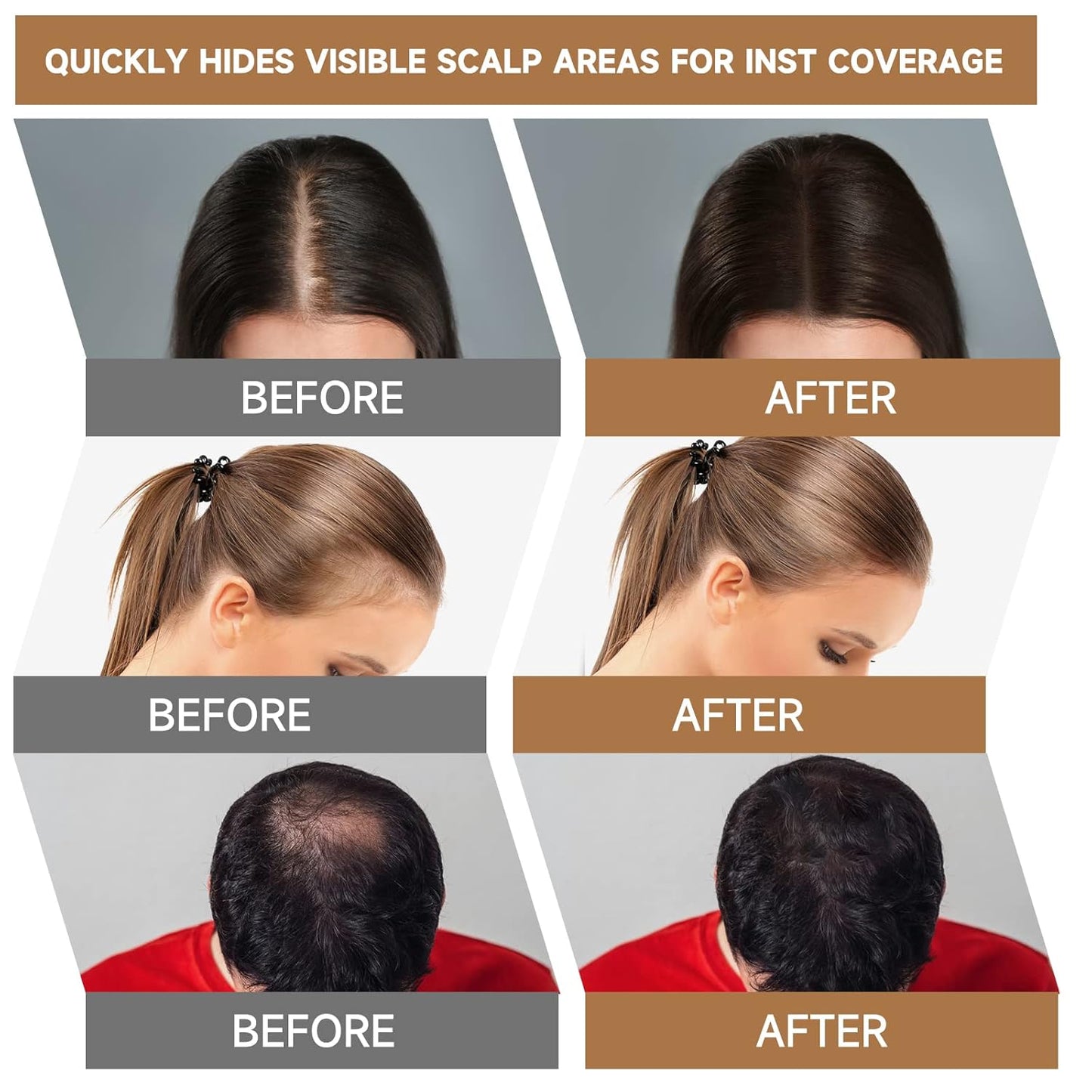 Root Touch Up Powder, Instantly Gray Hair Cover Up, Women Color Root Coverage Shadow Powder for Thinning Grey Hairline, Men Roots Concealer for Hair Loss Beard Line Eyebrow, Red Brown