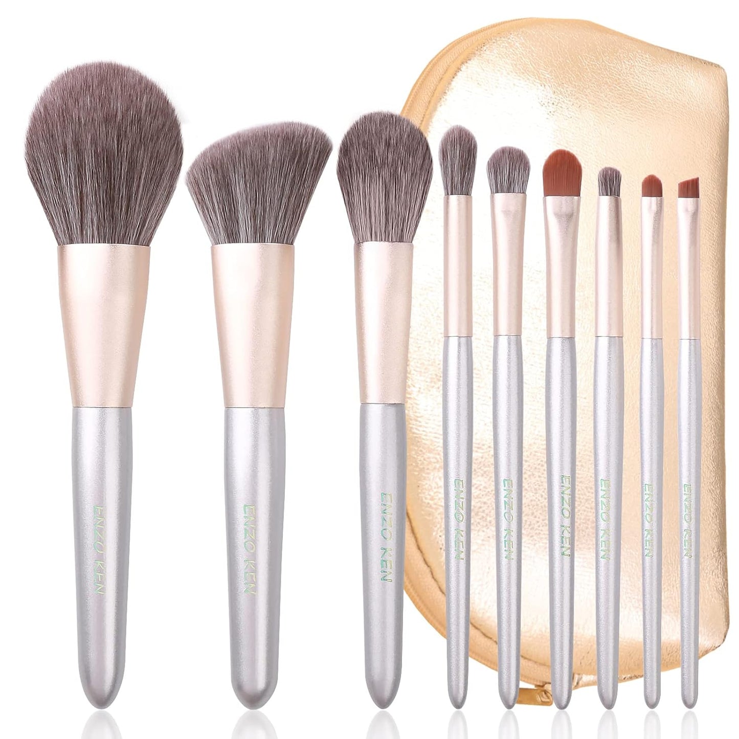 Natural Hair Makeup Brushes Set Professional, Grey Squirrel Hair Makeup Brush Set with Case, Unique Cosmetic Brushes Makeup Set, Natural Makeup Brushes, Natural Bristle Makeup Brushes -Silver