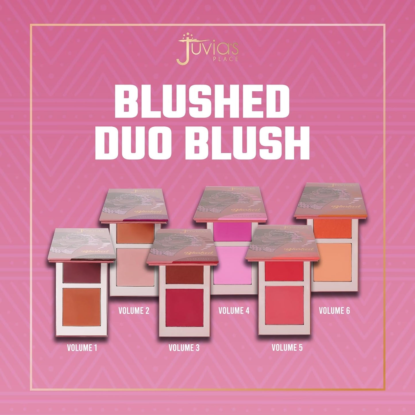 Juvia's Place Blushed Duo Blush Volume6 - Radiant Shimmer Makeup Two Tone Pigmented Buildable Pressed Mineral Powder - Rosy Natural Cheeks Face Glow Highlight Matte Fresh Finish for All Skin Color