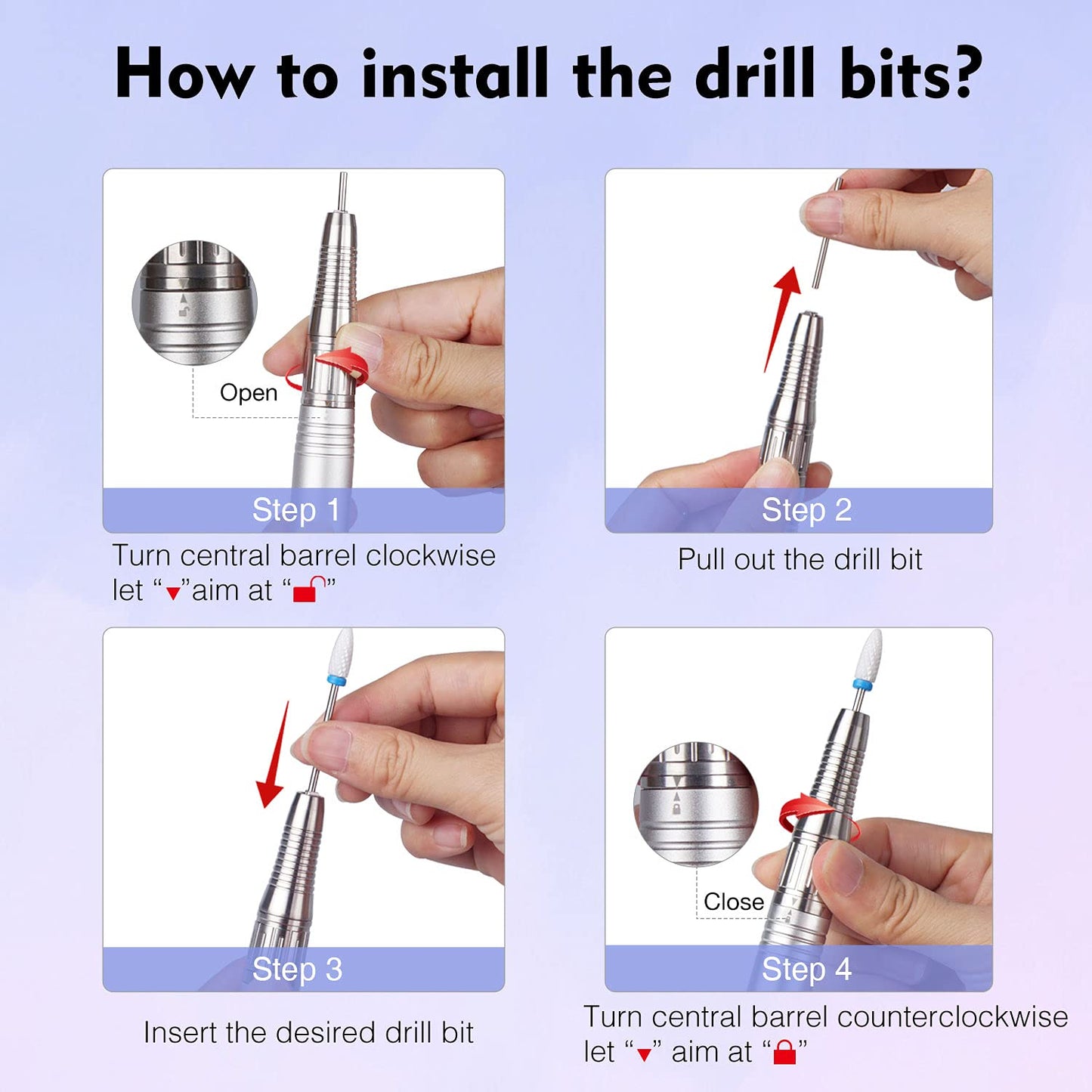 Professional Nail Drill Machine, IMENE 35,000RPM Portable Brushless Nail Drill Rechargeable E-File Nail Drill Perfect for Acrylic, Gel, Natural Nails（White）