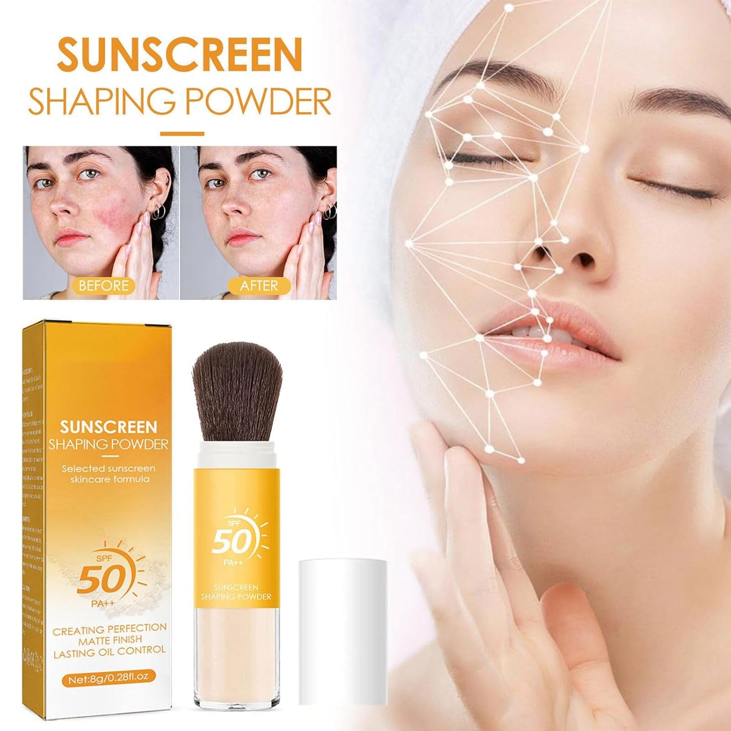 Sunscreen Setting Powde Spf 50 Pa++Mineral Setting Powder Sunscreen Powder For Face Oil Control Natural Matte Finish Sunscreen Soft Brush For Face Long Lasting Breathable Lightweight Concealer