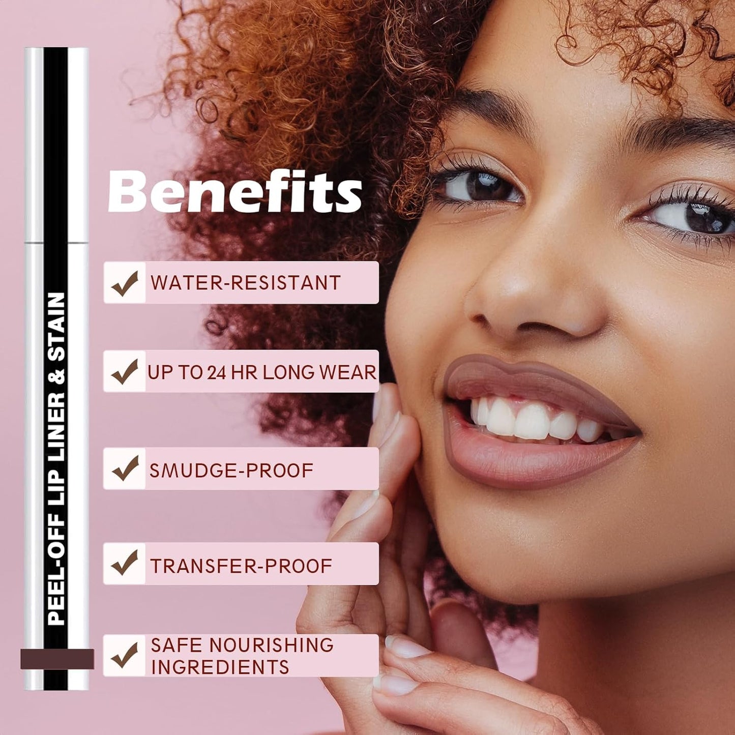 Lip Liner Stain Peel Off with Tweezer, Long Lasting Matte Lip Tattoo, Highly Pigmented Color Lip Makeup, Waterproof, Transfer-proof Lipstain for Women, for All Skin Types