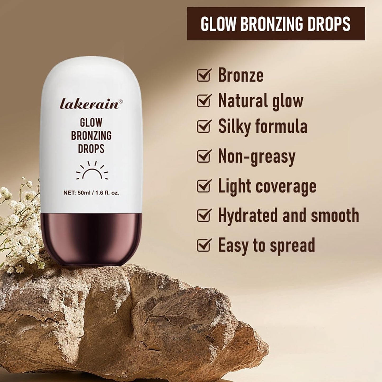Bronzing Drops For Face, Liquid Bronzer Glow Drops, Face Body Shimmer Glow Illuminator, Nourishing Skincare Bronzer Shimmer Oil, Waterproof Moisturizing Body Highlighter(04 Rich Bronze Glow)