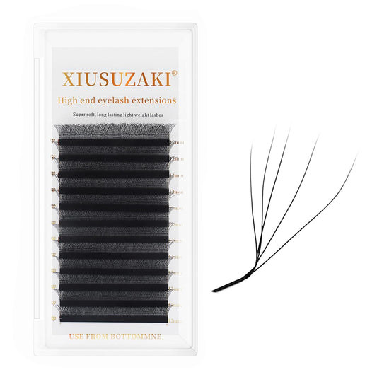 W Lash Extensions 5D Eyelash Extensions W Shape 0.07mm Thickness L Curl 13mm Premade Fans W Lashes Individual Lashes Matte Black 12 Rows False Eyelashes Volume Lashes(W-5D-0.07-L,13mm)