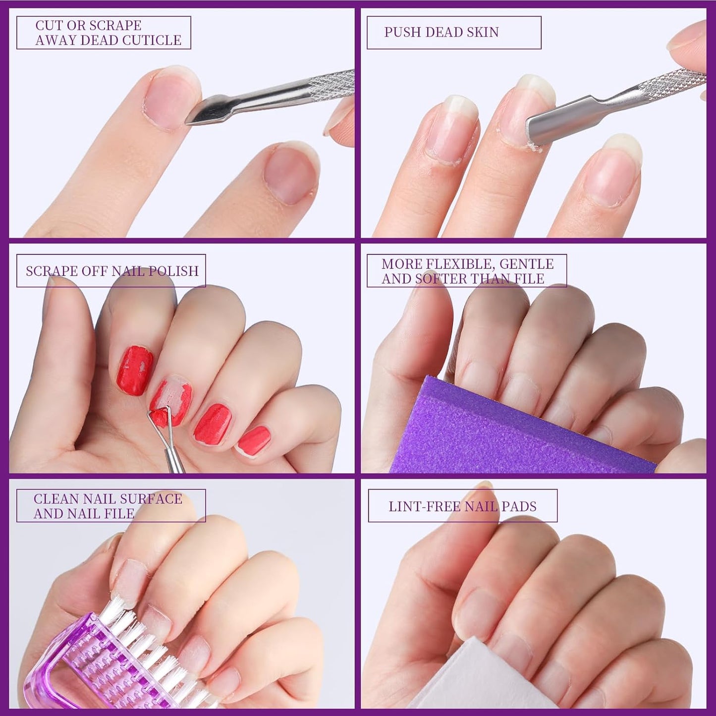 Teenitor Nail Files and Buffers, Cuticle Remover, Nail Care Kit, Nail File, Cuticle Softener, Cuticle Oil, Cuticle Pusher, Cuticle Peeler Scraper, Cuticle Remover Liquid, Nail File Kit Lavender