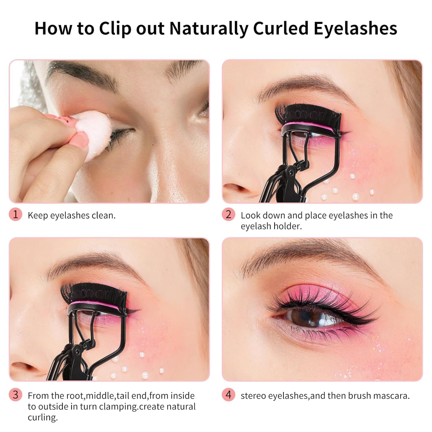 Docolor Eyelash Curler Kit, 4 in 1 Lash Curler Kit, eyelash comb eyelash extension tweezers eyebrow brush and comb with 6 Extra Replacement Refill Pads Eyelash Applicator Makeup Tool