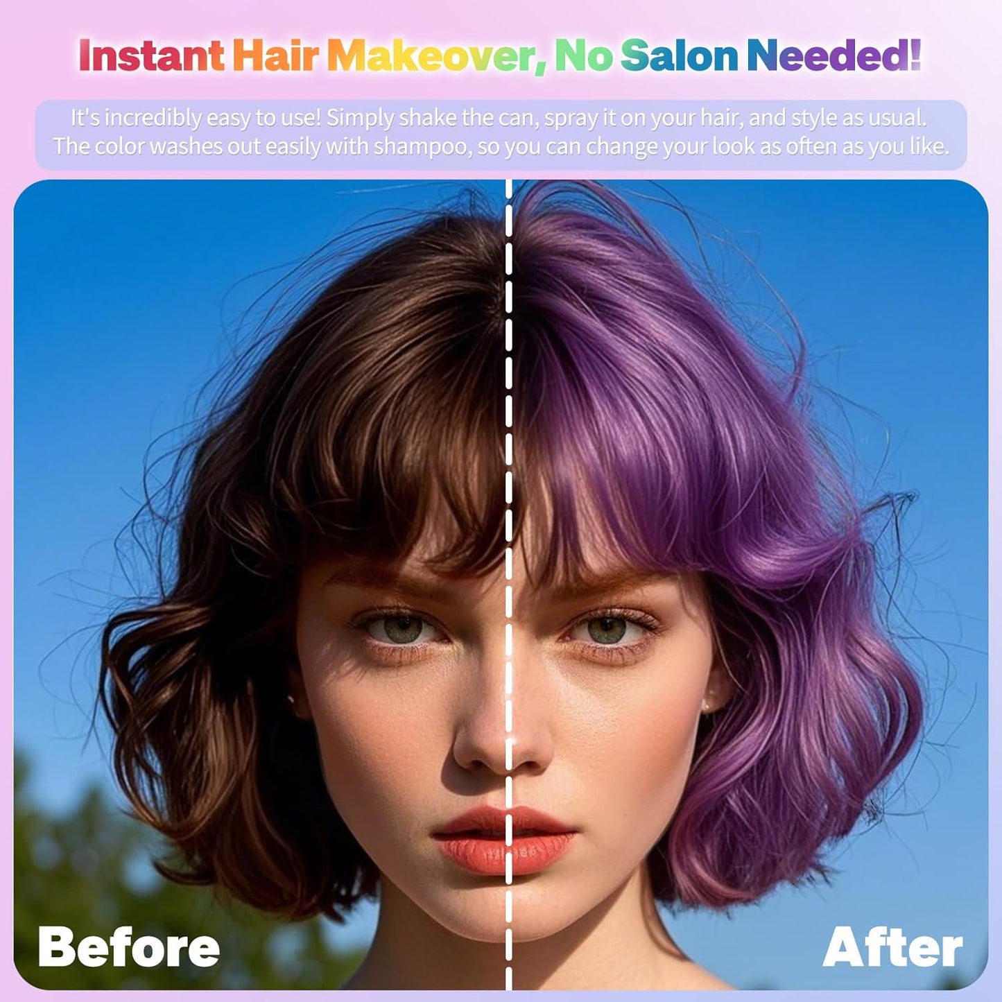 Purple Hair Spray,Hair Color Spray Dye,Temporary Hair Color Spray for Kids Women,Color Hair Spray Pomades,Washable Hair Coloring Natural Hair Dye for Party,Halloween,Cosplay(Purple)