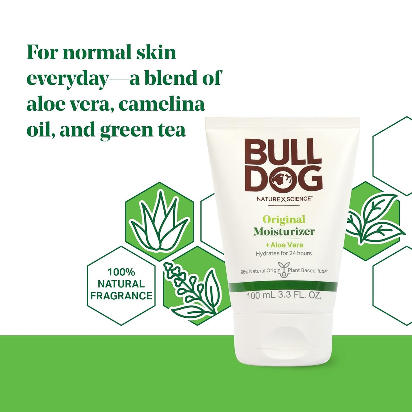 BULLDOG Mens Skincare and Grooming Face Moisturizer Original, 3.3 Fluid Ounce