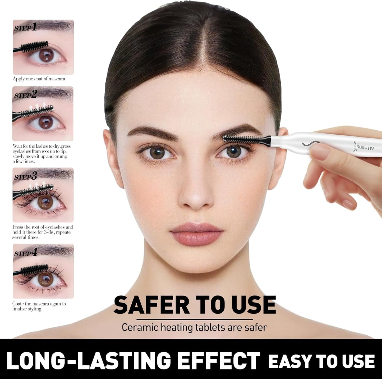 Heated Eyelash Curlers-Electric Eyelash Curler for Makeup Tools USB Rechargeable,Fast Heat up Within 10s - 24 Hours Long Lasting (White)