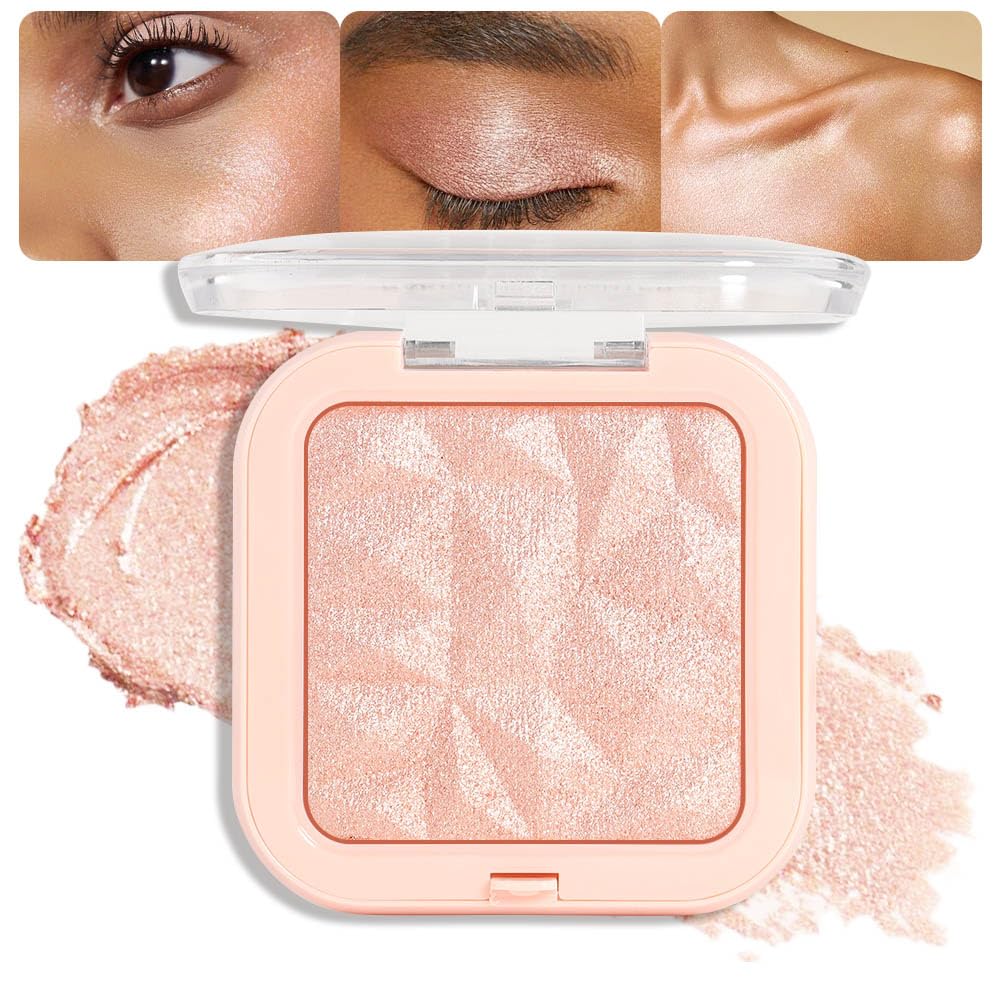 evpct Nude Pink Face Highlighter Makeup Shimmer Glitter Diamond Sparkly Highlighters Makeup Palette Powder for Face Body Cheek Skin iluminadores iluminador de jos maquillaje luminizers E04