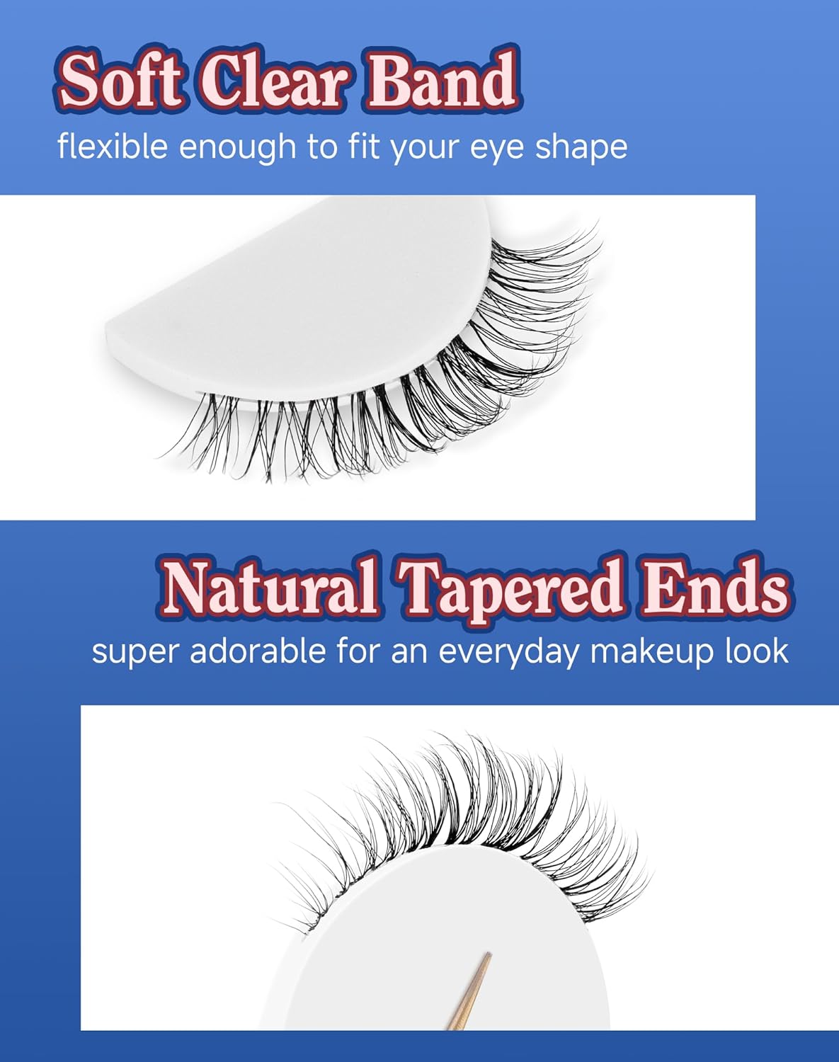 Lashes Natural CLear Band Wispy False Eyelashes Natural Look Flared Strip Eyelash False Eye Lash Soft 7 Pairs Everyday SF-04