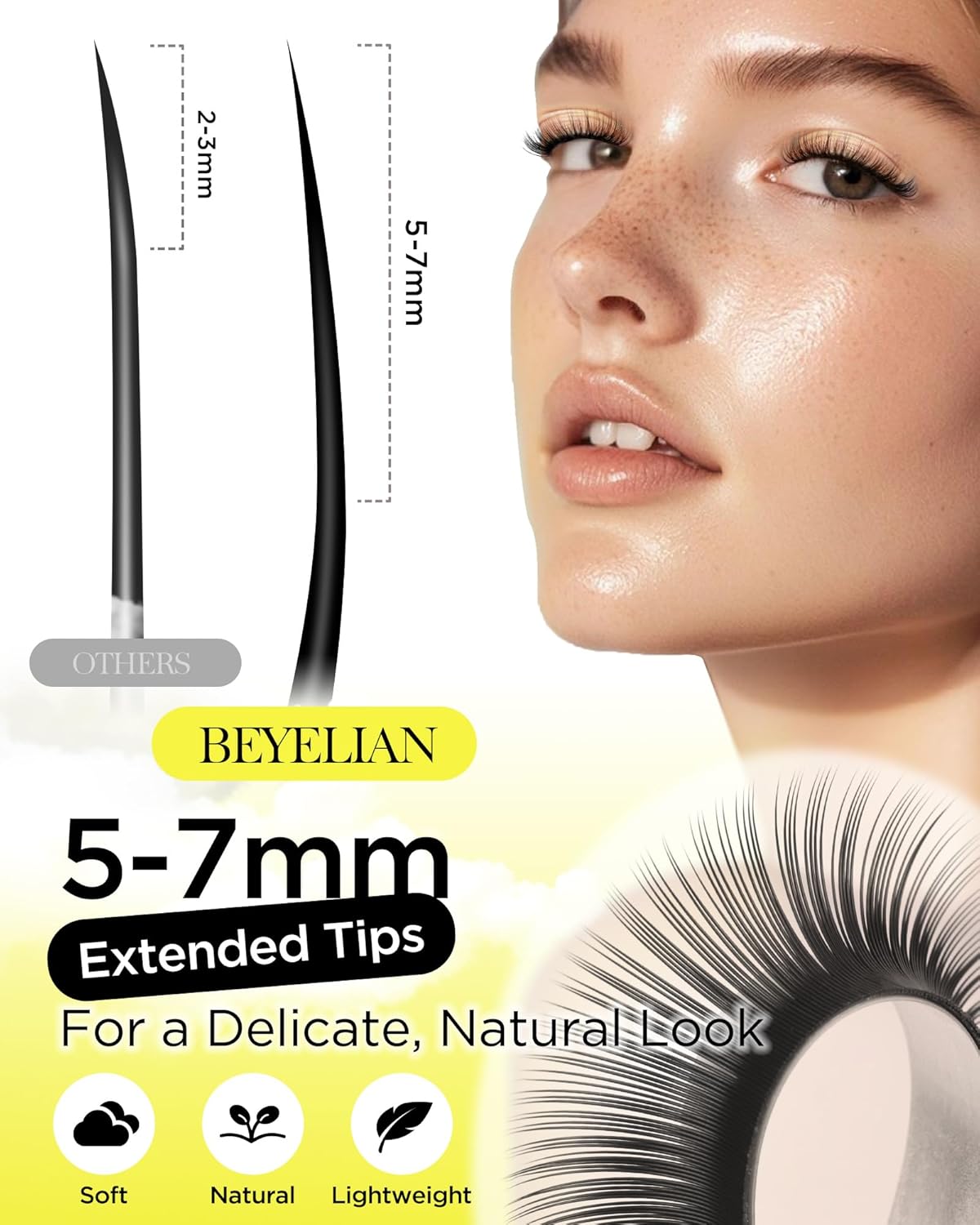 BEYELIAN Classic Volume Lash Extensions, C D D+ Curl 7-15mm 0.03-0.20mm Thickness Matte Black Semi Permanent Volume Eyelash Extensions Professional Salon Use (0.15 D+ 12mm)