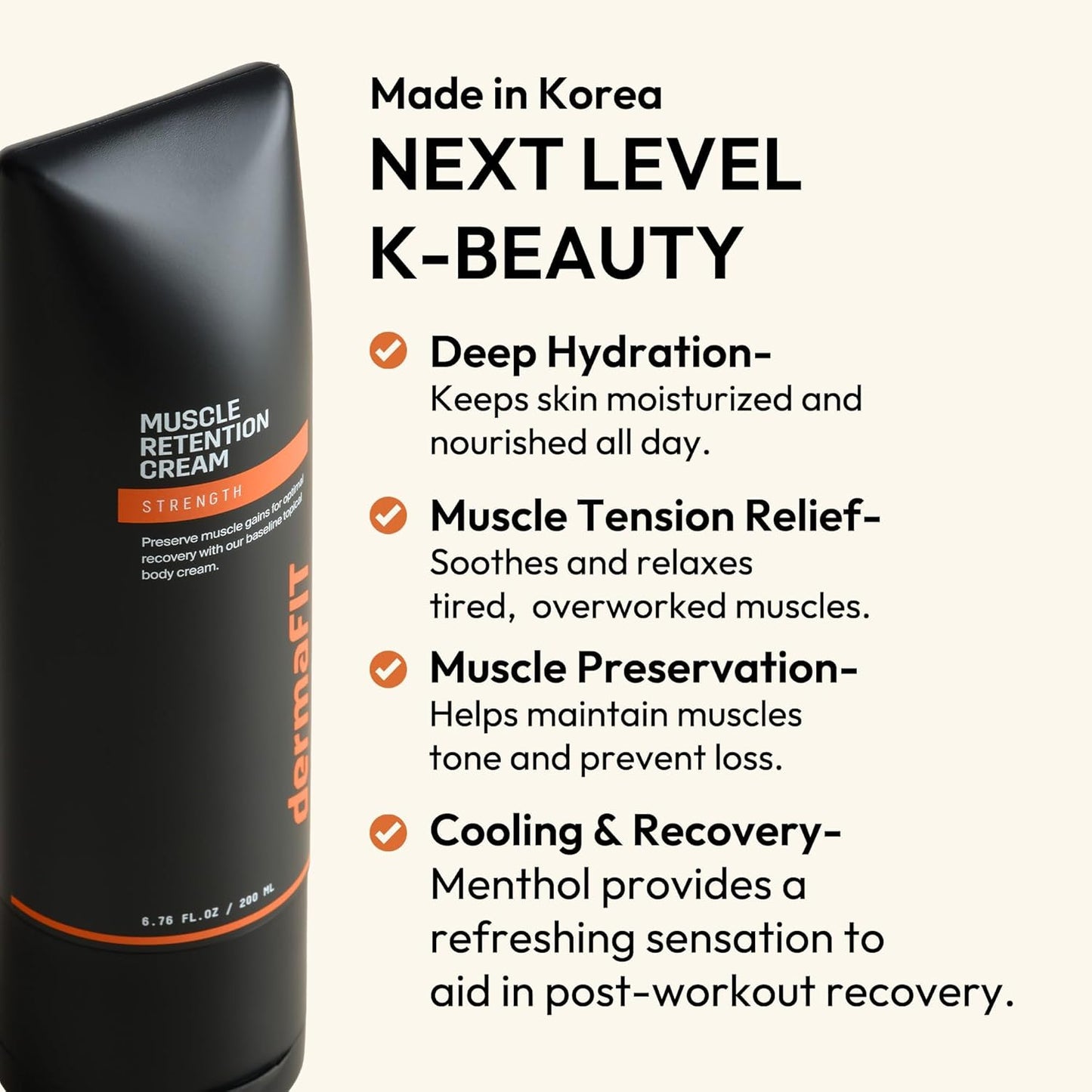 Strength Muscle Maintenance Body Cream - Post Workout Prevents Muscle Loss for Men & Women, Muscle Retention Cream, 200ml, No Artificial Fragrance, M.A.X. Tech, Topical Analgesic for Muscle