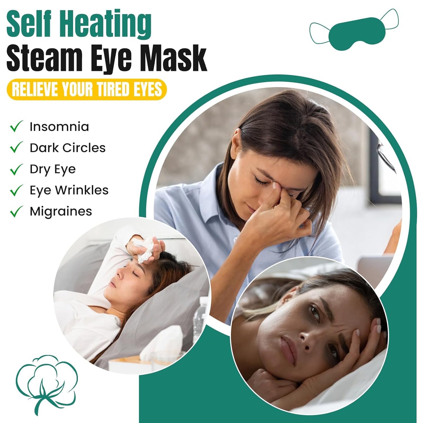 XPCARE 16 Pack Steam Eye Masks for Dry Eyes, Heated Eye Mask Warm Compress for Eyes,Disposable Heated Eye Mask for Dark Circles, Puffy Eyes, Relief Stress Eye Fatigue（Unscented）