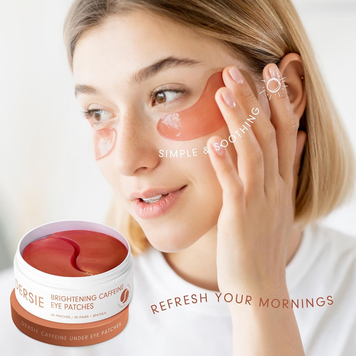 Eye Patches for Puffy Eyes and Dark Circles: Reduce Puffiness and Dark Circles - Brightening Caffeine Eye Patches with Hyaluronic Acid - Awakening and Hydrating (30 Pairs)