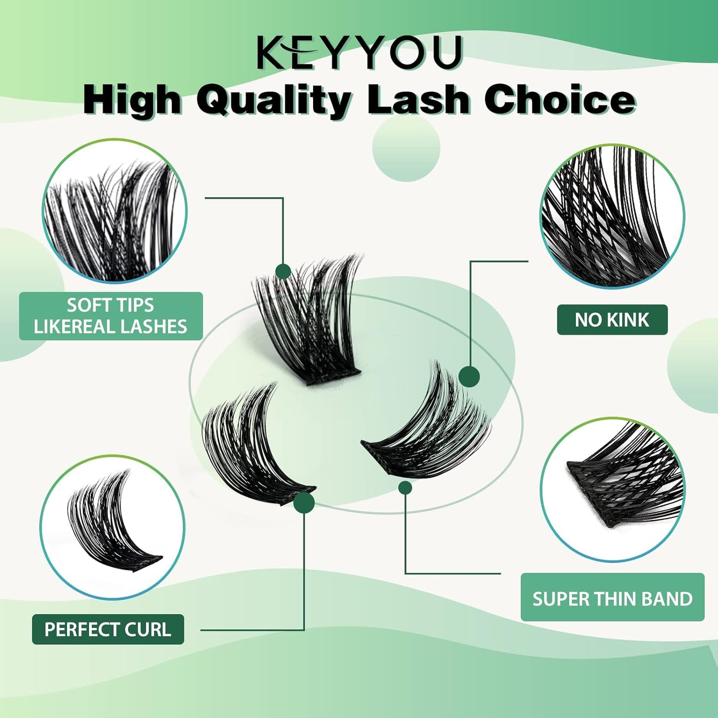 Lash Clusters 96pcs Individual Lashes Y02 D Curl 18mm Cluster Lashes KEYYOU Volume Wispy Lash Extension Soft&Comfortable Easy DIY at Home(Y02 D-18mm)