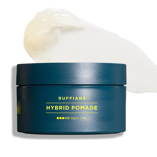 Ruffians Hybrid Pomade, Omega-Enhanced Haircare Solution For Textured Hair, Mid-hold, High Shine, for Textured and Coiled Hair, Easily Washable, 50g