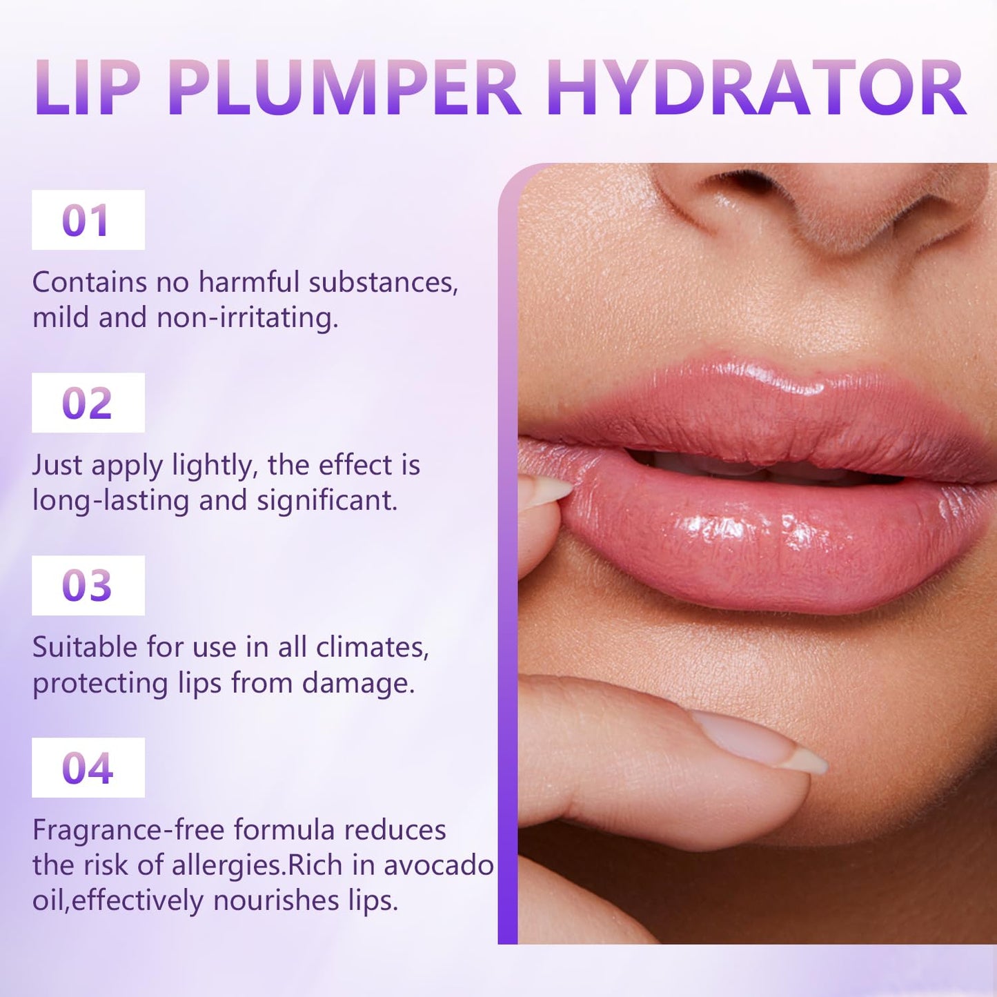 2Pcs Lip Plumper + Hydrator Lip Balm,Instant Volumizing Gloss with Hyaluronic Acid & Anti-Aging Ingredients,High-Shine Moisturizer for Smooth,Plump Lips,Cooling & Non-Sticky Formula