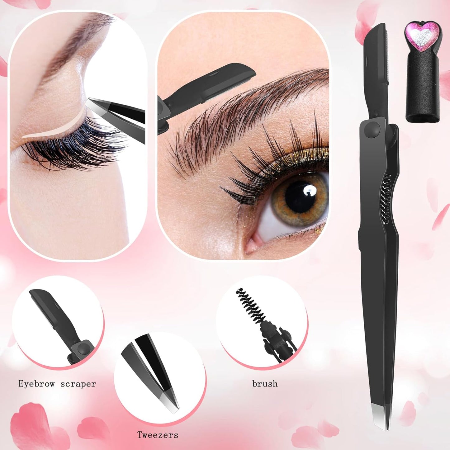 Eyelash Applicator Tool – 3-in-1 Lash Applicator Tool Set with Eyelash Extension Tweezers, Brush – Professional Eye Lash Applicator Tools for DIY Eyelash Extensions, Cluster Lashes