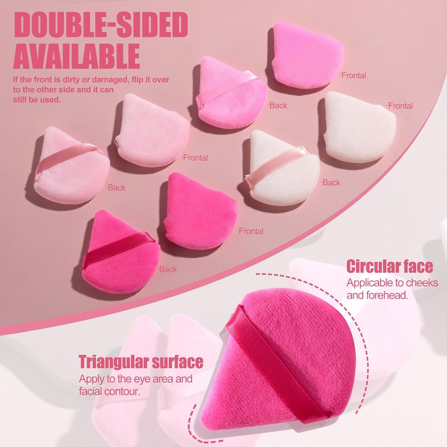 BS-MALL Makeup Sponge Set, Triangle Beauty Blender Puffs, 20 Pieces, Cosmetic Applicators (Pink)