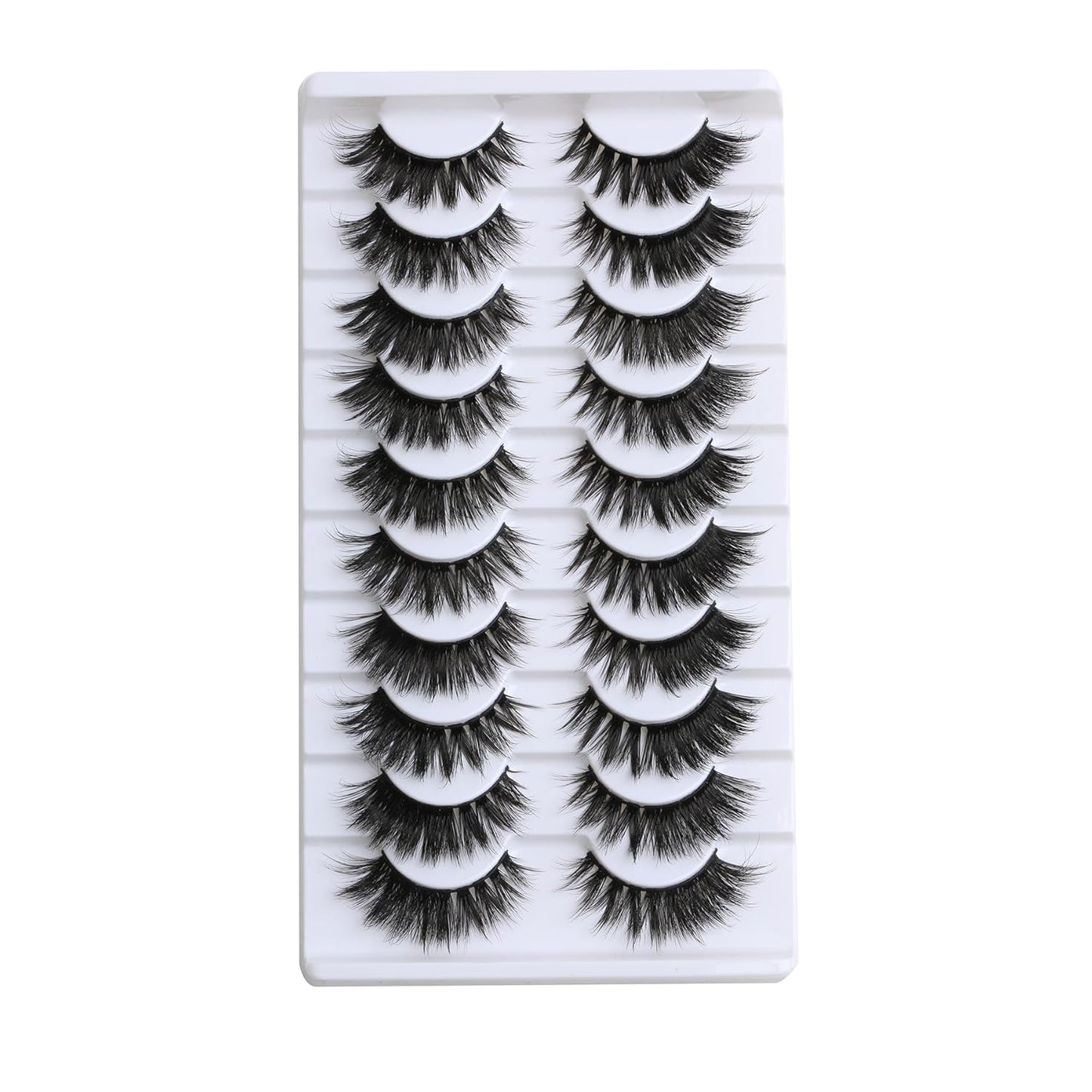 SUNWELL False Eyelashes 16mm Mink Lashes 8D Fluffy Cat Eye Faux Mink Lashes Strip Lashes Soft Reusable Luxury Volume Fake Eyelashes 10 Pairs Pack