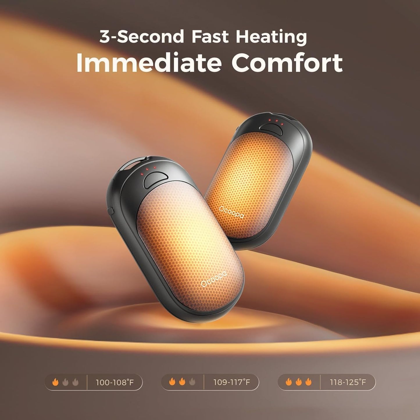 OCOOPA Magnetic Hand Warmers Rechargeable 2 Pack, AI Electric Handwarmers, Fast Heating, 3-Settings, UL Certified, Portable Heater, Gloves Fitting, Travel Essentials, Gifts Women Men, UT3 Lite