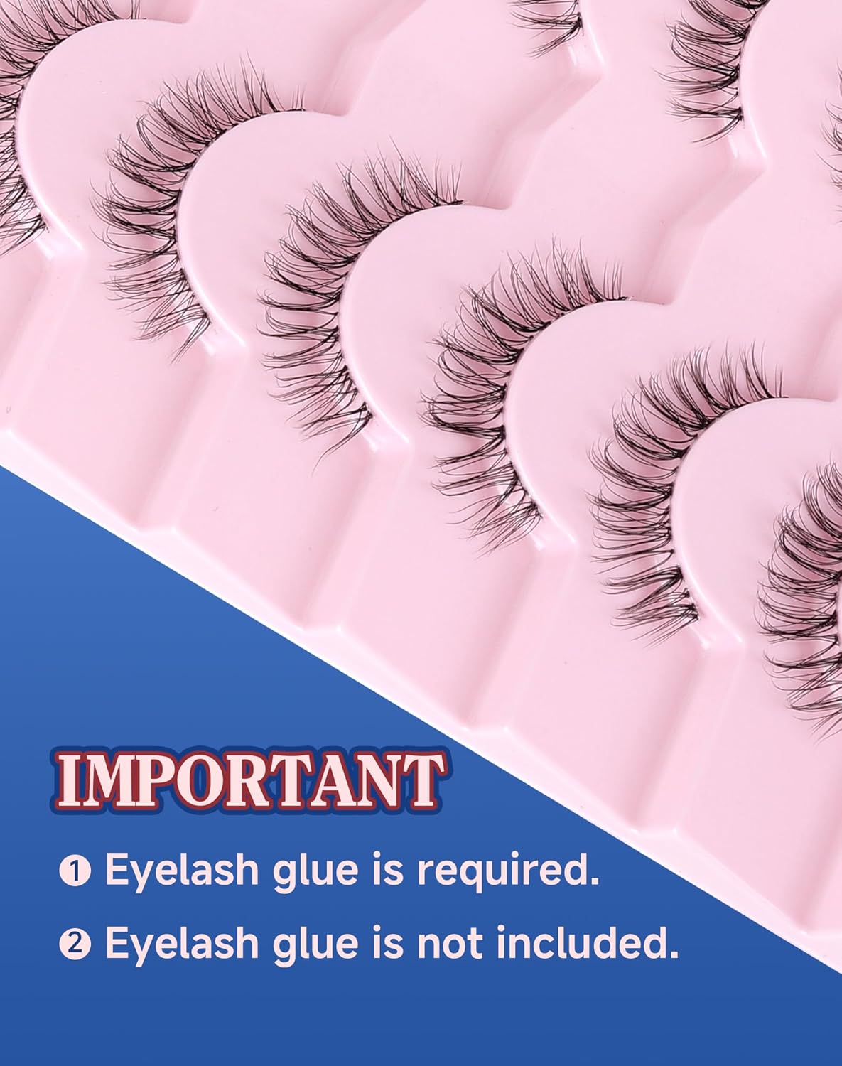 Short Lashes Natural Look Everyday Wispy False Eyelashes Clear Band Strip Eyelash Soft Lashes Fluffy Pack 7 Pairs SF-01