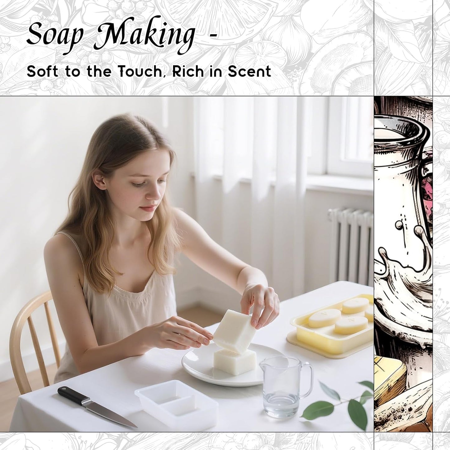 HIQILI Pure Milk Fragrance Oil for Home Diffuser, Ideal for Making Soap, Candles, Sugar Scrub, Skin & Body, Pet Safe - 5.07 Fl Oz