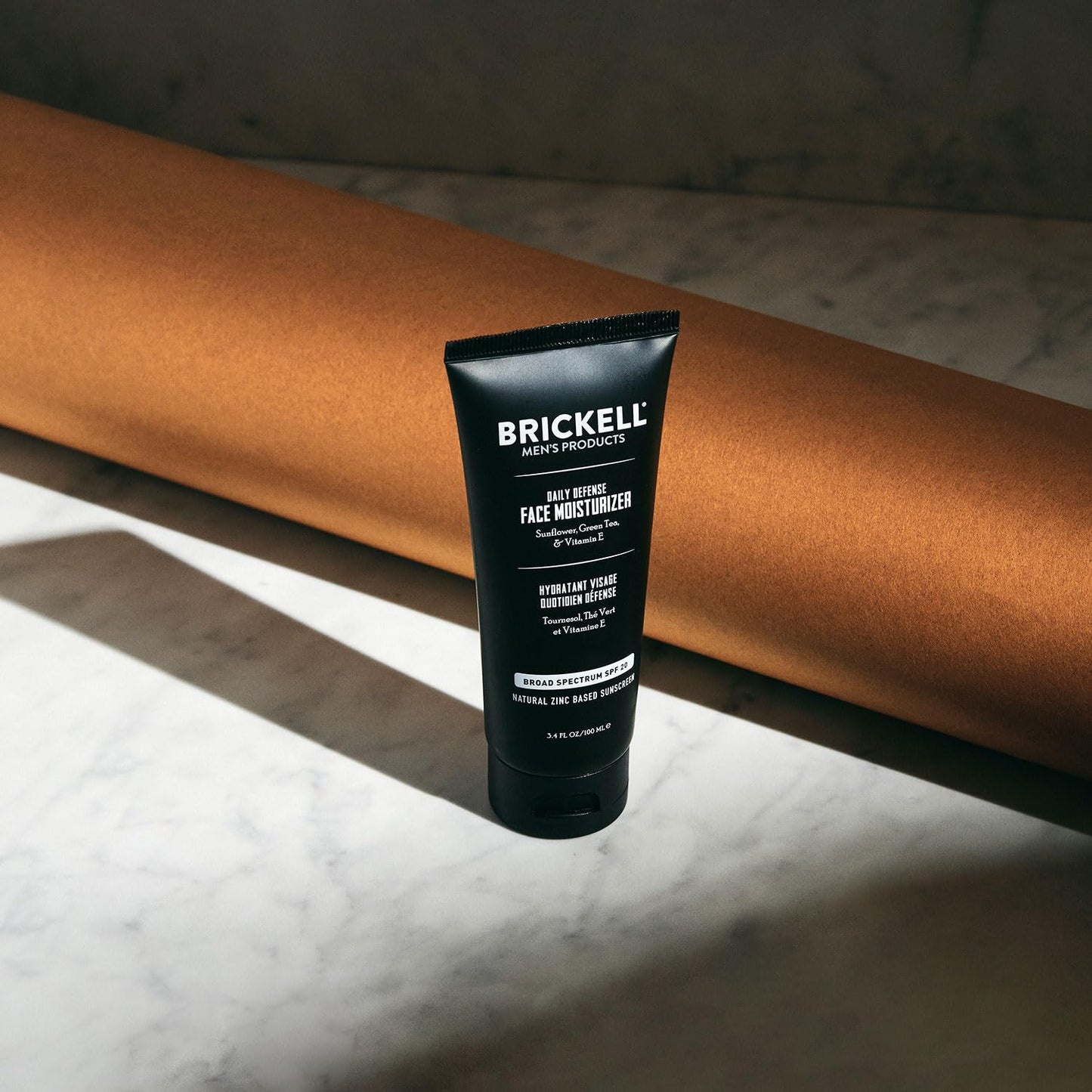 Brickell Men's Daily Defense SPF20 Face Moisturizer for Men, Natural & Organic, Zinc Oxide Face Moisturizing Mineral Sunscreen, Hydrates & Protects Skin Against Harmful UVA/B rays, 3.4oz, Unscented