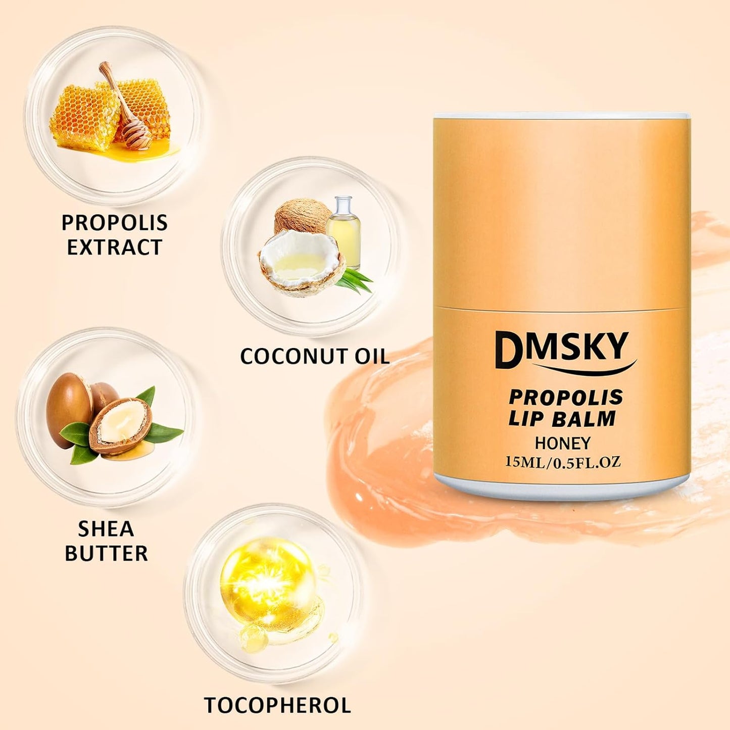 DMSKY 4 Pack Lip Sleeping Mask Set, Lip Butter with Propolis and Vitamin E, Lip Balm for Dry Lips, Reduce Lip Lines and Improve Lip Color