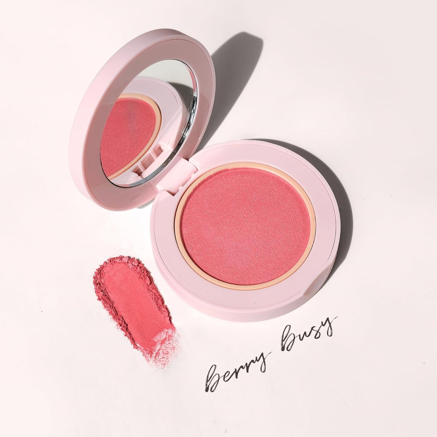 Wander Beauty Hydrating Powder Blush - Lightweight, Berry Blush Makeup with a Blurring, Satin Finish - Buildable Formula with Hyaluronic Acid, Squalane & Aloe Leaf Extract - Berry Busy - 0.18 oz