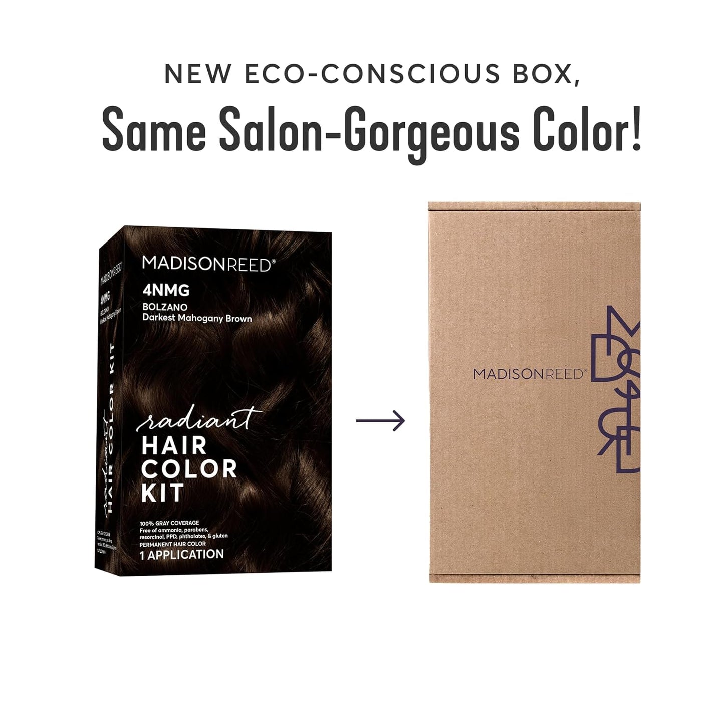 Madison Reed Radiant Hair Color Kit | 4NMG Darkest Chocolate Brown with Warm Mahogany Tones (Bolzano) for 100% Gray Hair Coverage | Dimensional Permanent Hair Dye | PPD-Free & Ammonia-Free | 2 Pack