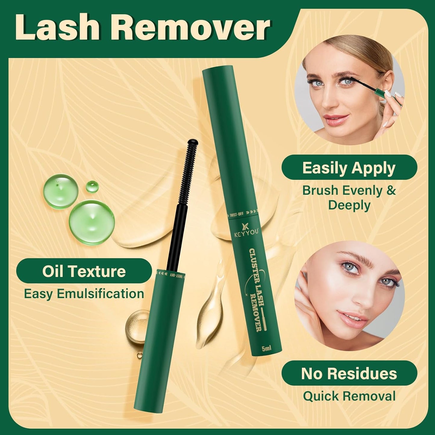 KEYYOU DIY Lash Extension Kit 300pcs Soft Lash Clusters 60D C Curl Easy to Apply with Lash Bond and Seal Lash Applicator Lash Remover Eyelash Extension Kit at Home(RMkit-60D-C-9-18mix)