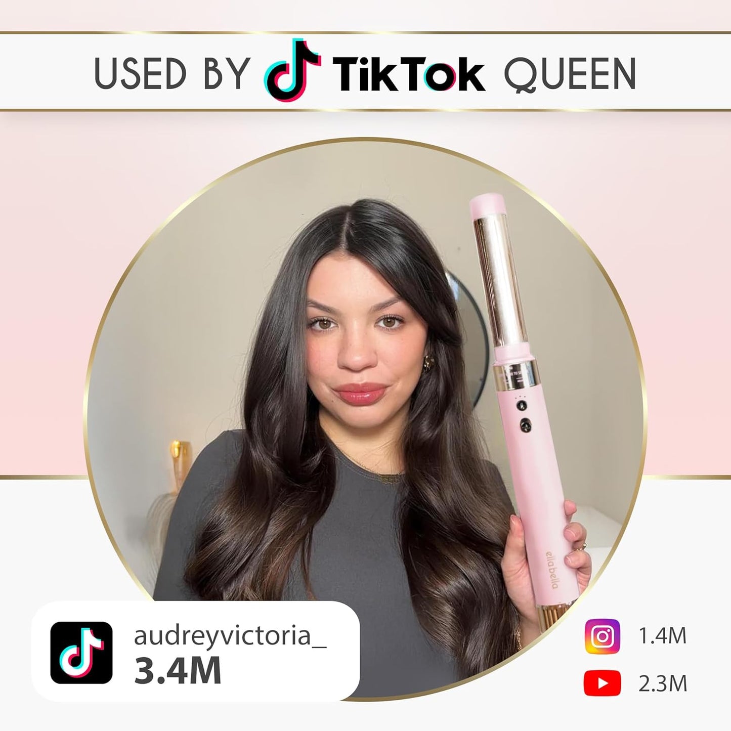 ELLA BELLA® 6 in 1 Professional Hot Air Styler • Powerful Hair Dryer & Straightener Set • Styling Without Heat Damage • Fast Drying Curling Volumizing Straightening • Protective Travel Case (Pink)