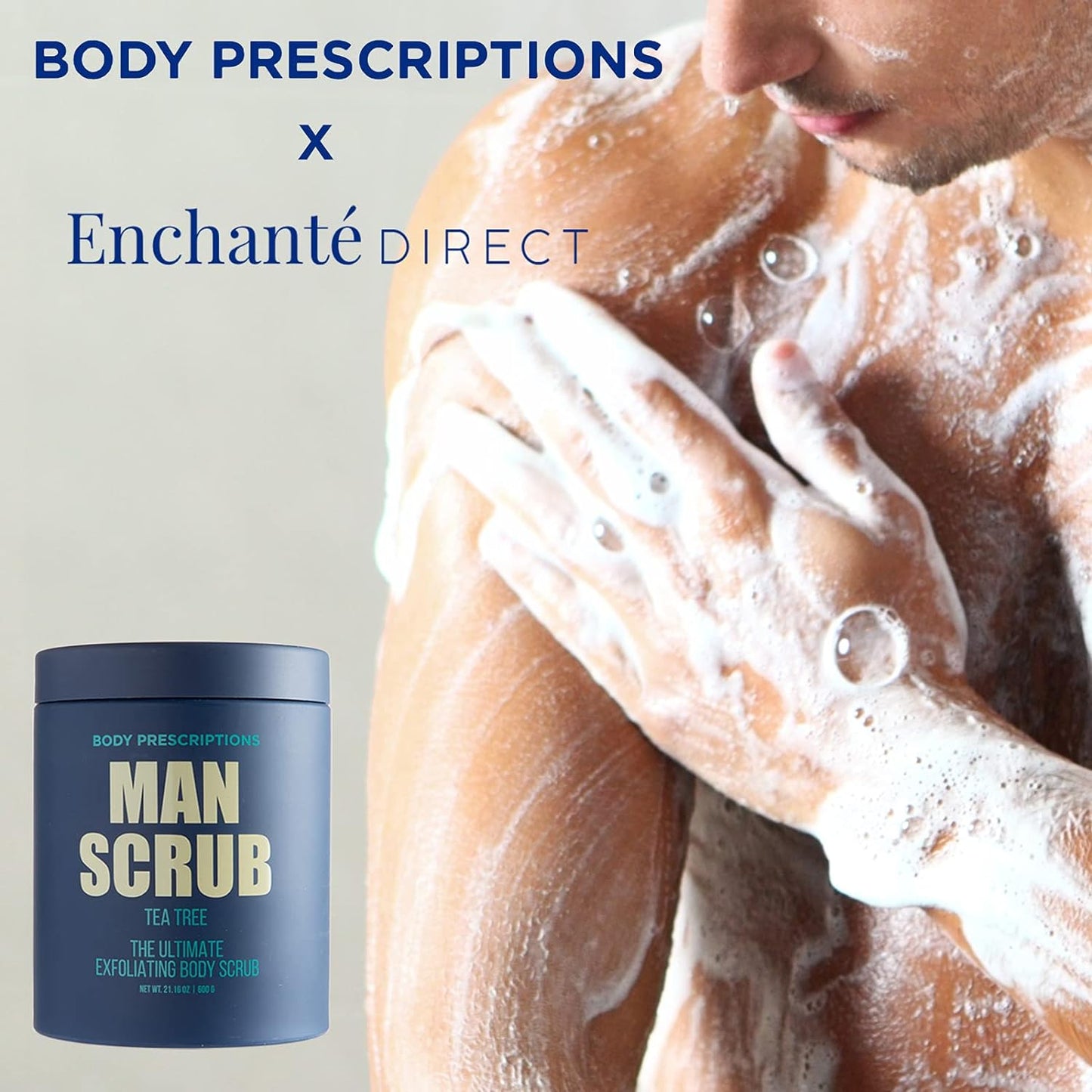 Body Prescriptions Men’s Exfoliating Body Scrub – Ultimate Skin Cleansing Wash in Jar with Twist-Top Lid, For All Skin Types, 21 Ounce (Pack of 2), Tea Tree