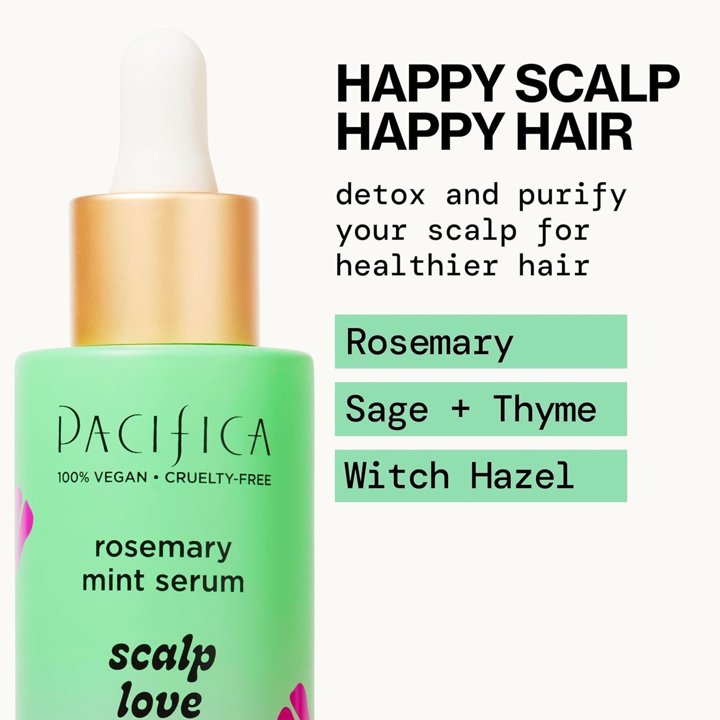 Pacifica Scalp Serum – Rosemary Mint Scalp Love Serum - Scalp Treatment for Dry Itchy Scalp w/Witch Hazel for Scalp Detox & Moisturizing, Vegan & Cruelty-Free, 2 oz