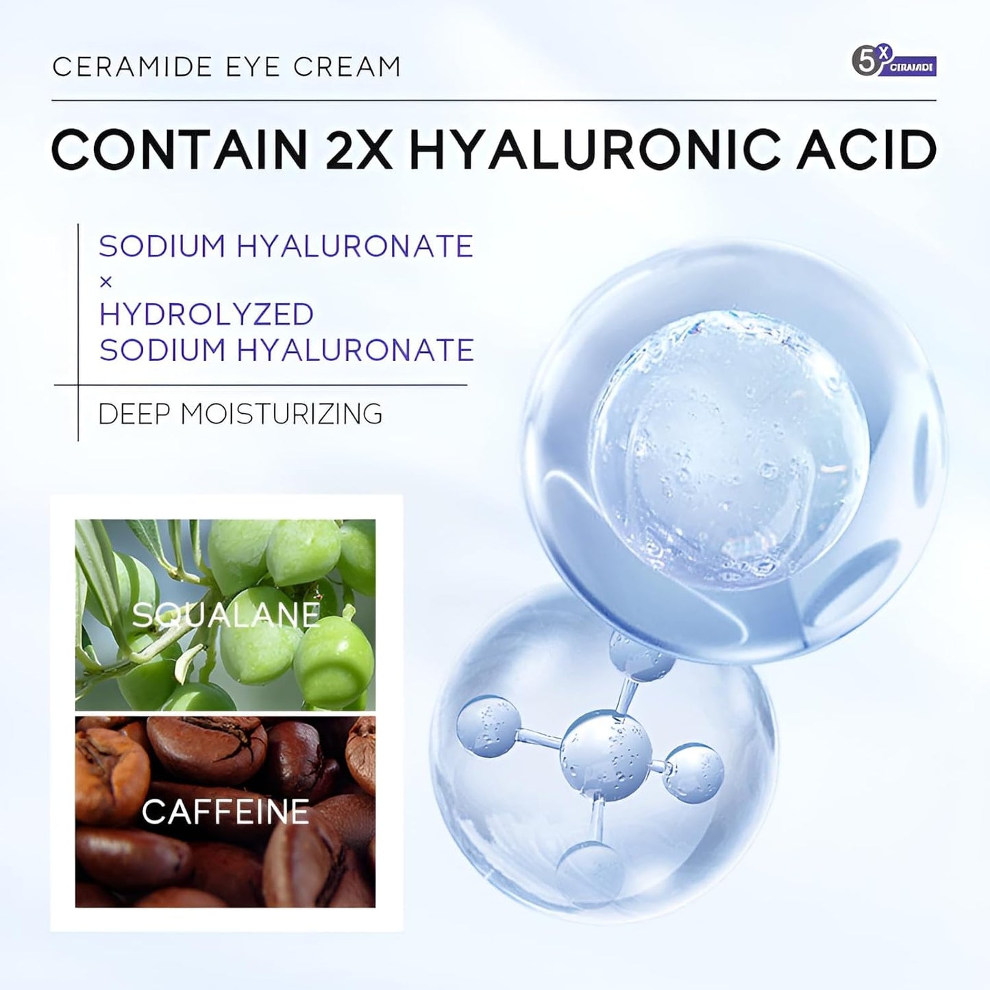 Ceramide Eye Cream, Under Eye Cream for Dark Circles & Puffiness, Reduce Wrinkles & Fine Lines, Tightens, Smoothes and Lift Eye Cream Treatment for Women, All Skin Types 0.53oz, 2 Pack